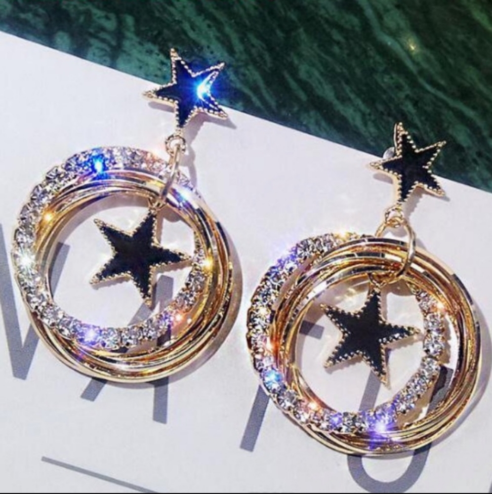 Gold Star Rhinestone Earrings